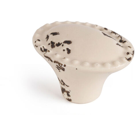 Bouton de meuble Style décoratif en porcelaine Fini crème Mesures 423128mm Système de fixation vissé Comprend des vis M4 1 unité - talla