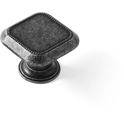 Blister de 4 boutons de meubles en métal, finition argent vieilli mod.3120 30x30mm REI (1/5)