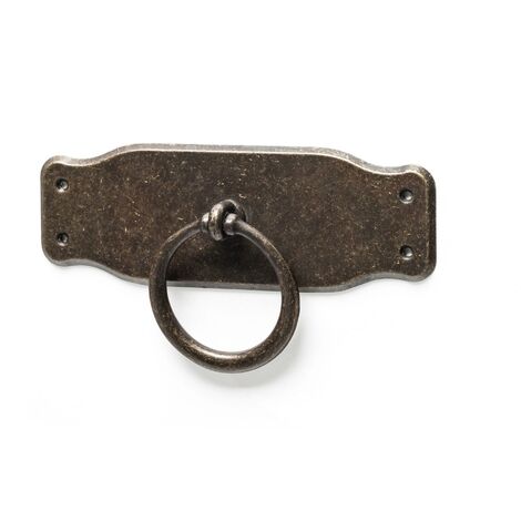 Poignée Anneau pour Meubles Style classique Fabriqué en Zamac Finition cuir vieilli mm Mesures 4211014mm Système de fixation vissé Comprend des vis M4 2 unités - talla (1/2)
