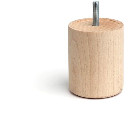 REI – Pied de meuble cylindrique en hêtre – Hauteur 8 cm – Finition brute pour personnalisation – Installation facile – 1 unité (1/3)