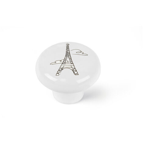 Lot 4 Boutons Ronds Pour Meuble Porcelaine Illustré Mod.e816 ø40mm. Rei (1/5)