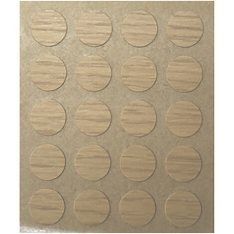 REI – Bouchon à vis en PVC finition chêne clair – Lot de 40 unités – Diamètre 12mm – Cache-vis autocollant plat résistant et lavable (1/3)