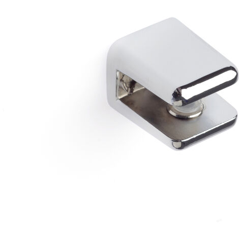 REI – Support fixe pour étagères en verre et bois – Zamak chromé brillant – Système de fixation vissé – Pour étagères 6mm – 1 unité