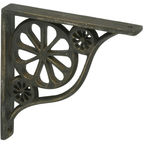 REI – Support d'étagère en aluminium finition cuir vieilli 22 x 14,5 x 14,5 cm – Système de fixation vissé – 1 unité pour cuisines et salles de bains (1/4)