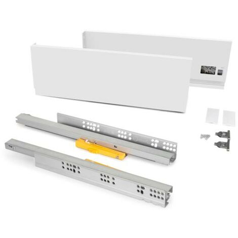 Emuca Tiroir extérieur Vertex 40 kg hauteur 131 mm avec Push Synchro, 500, Peint en blanc, Acier, 1 kit - talla