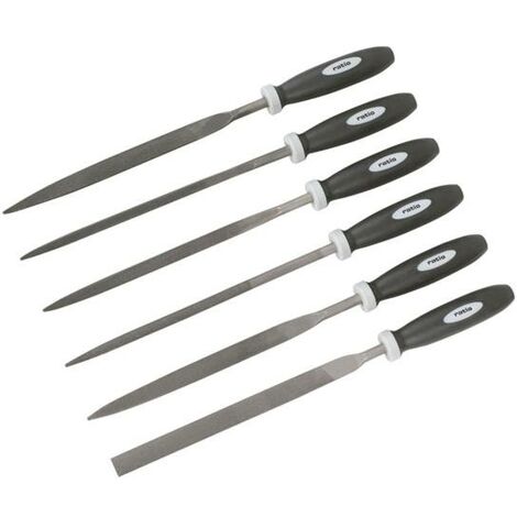 MORROWIND Lot De 6 Limes Aiguilles, Diamètre 4 Mm, Longueur 160 Mm, Mini Limes En Acier Trempé Pour Métal, Bois, Plastique, Comprend Plat, Cintre, Triangulaire, Rond, Demi-rond, Bleu