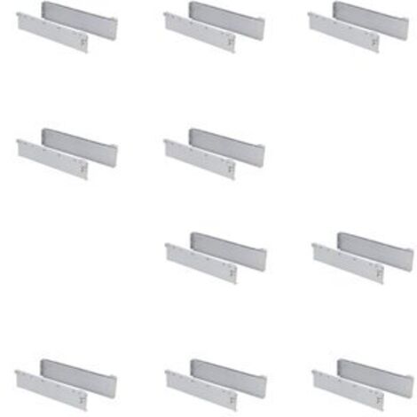 Lot de 10 tiroirs de cuisine Ultrabox, hauteur 118mm, profondeur 450mm, Acier, Gris métallisé - talla