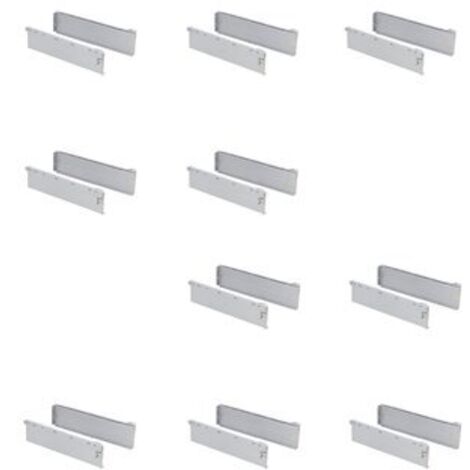 Lot de 10 tiroirs de cuisine Ultrabox, hauteur 150mm, profondeur 450mm, Acier, Gris métallisé - talla