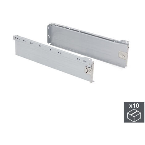 Kit de tiroir pour cuisine Ultrabox, hauteur 118 mm, prof. 270 mm, Acier, Gris métallisé, 10 ut. - talla