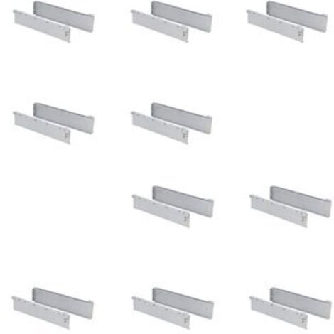 Lot de 10 tiroirs de cuisine Ultrabox, hauteur 118mm, profondeur 400mm, Acier, Gris métallisé - talla