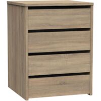 Mobimarket – Armoire auxiliaire 4 tiroirs en mélamine – Couleur blanc brillant ou chêne cambrien – Dimensions 46 x 64 x 45 cm