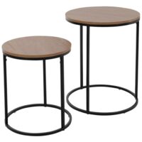 Ensemble de tables d'appoint dessus en bois 2 pcs H&S Collection