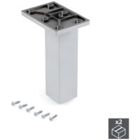 Emuca Lot de 2 pieds pour meubles Smartfeet, central, réglable 140-150mm, Plastique, Chromé - talla