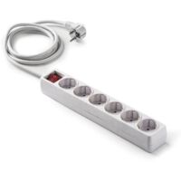 Base enchufe múltiple DUOLEC con interruptor cable 1.5m blanco. 6 tomas - talla