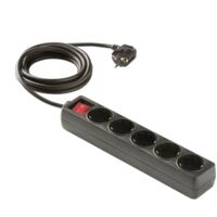 Base enchufe múltiple DUOLEC con interruptor cable 1.5m negro. 5 tomas - talla