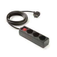 Base enchufe múltiple DUOLEC con interruptor cable 1.5m negro. 3 tomas - talla