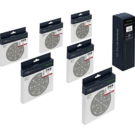 Festool – Pack de 60 disques abrasifs P60/P80/P120/P180/P220/P320 150mm – Pour ponçage laques modernes et supports durs – Système MULTI-JETSTREAM 2