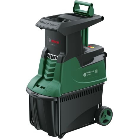 Broyeur à turbine Bosch AXT 25 TC (2 500 W, adapté au bois et aux déchets durs de jardin, bac de collecte intégré 53 l, en carton)