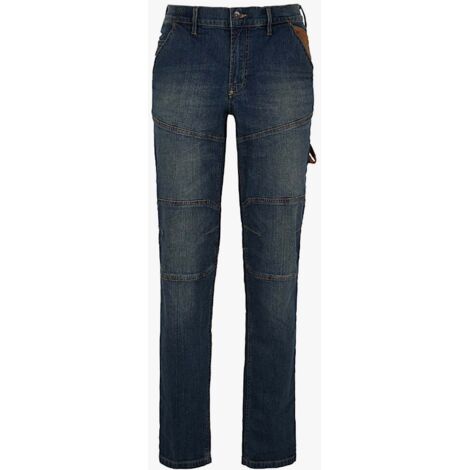 Jeans de travail Diadora Pierre utilitaire plus – Denim 98% coton, 2% élasthanne – Coutures triples renforcées – Coupe ergonomique B-fit (1/10)
