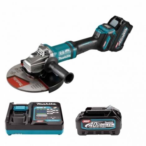 Makita – Meuleuse d'angle 230mm 40V avec 2 batteries 5.0Ah – Moteur Brushless 1700W – Technologie XPT – GA038GT201