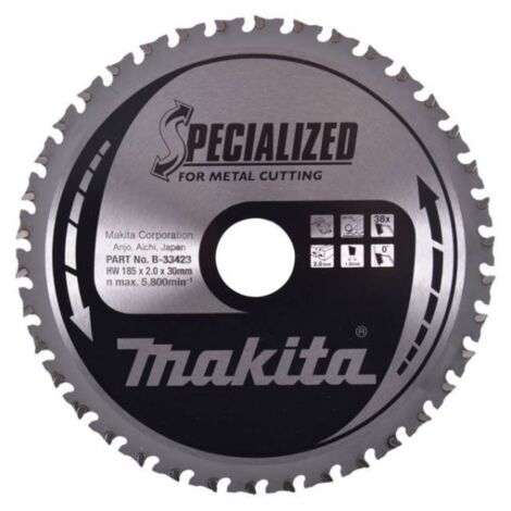 Makita – Disque TCT spécialisé pour métal 185 mm – Alésage 30 mm – 38 dents – Coupe nette – B33423 (1/2)