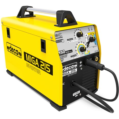 Soudeur MMA 215 – Soudage MIG/MAG, MMA et TIG – Intensité 10-150A, Tension 230V – Technologie synergique pour acier et aluminium – Deca (1/5)