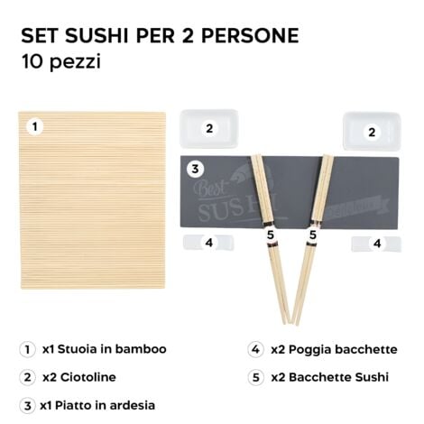 Set sushi, set di 4 pezzi di stuoia di sushi in bambù per principianti,  stuoia di