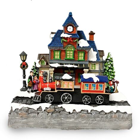 Villaggio Natalizio 361026 Stazione di Natale Luci Suoni e Movimento  24x15x26 cm