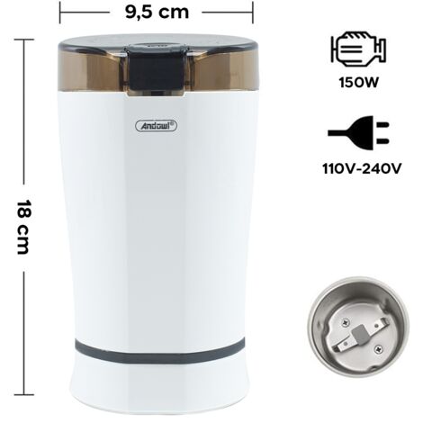 Macinacaffè Elettrico Lame in Acciaio 150W Macina Chicchi di Caffè Spezie  Frutta Colore: Bianco