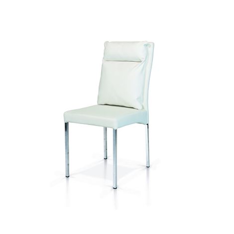 Set di 2 sedie bianche in ecopelle con struttura in metallo cromato