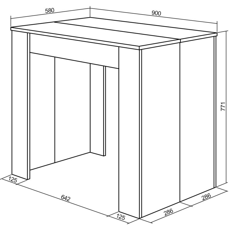 Skraut Home - Consolle allungabile, Tavolo consolle allungabile , 140, Per  6 persone, Tavolo da pranzo, Stile moderno, Rovere