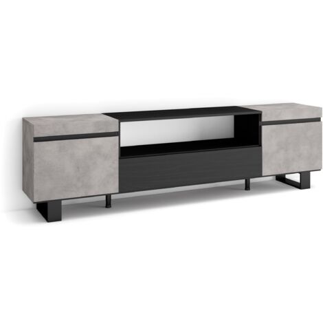 Skraut Home - Mobile TV Soggiorno, Ampio spazio a disposizione, 200x57x35cm, Per TV fino a 80", Design industriale, Stile moderno, Grigio Cemento (1/5)