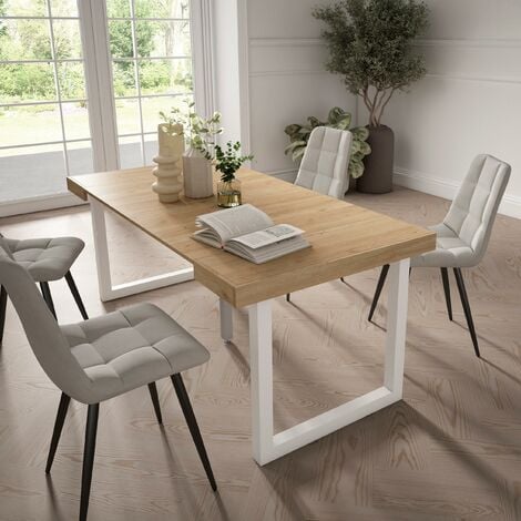 Skraut Home - Consolle allungabile, Tavolo consolle allungabile , 180, Per 8 persone, Gambe in legno, Stile moderno, Rovere