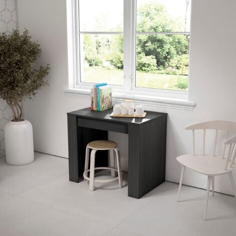 Skraut Home - Consolle allungabile, Tavolo consolle allungabile , 260, Per 12 persone,  Tavolo da pranzo, Stile moderno, Nero e rovere