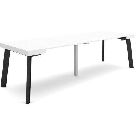 Skraut Home - Consolle allungabile, Tavolo consolle allungabile , 260, Per 12 persone, Gambe in legno, Stile moderno, Bianco (1/5)