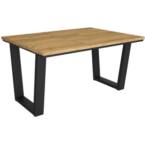 Skraut Home - Tavolo da Pranzo, Cucina, Sala da pranzo, 140x90x74cm, Per 6 persone, Tavolo Cucina, Stile industriale, Rovere