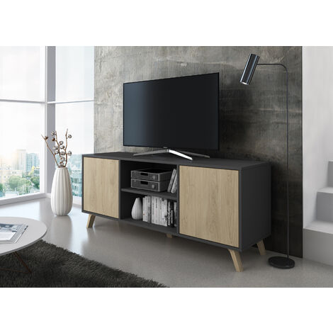 modello WIND porte colore Puccini TV 140 a 2 porte soggiorno misure 140x40x57cm di altezza. Home Innovation struttura colore Grigio Antracite 