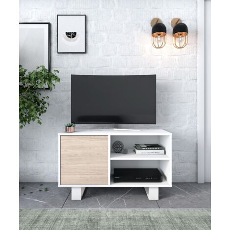 Skraut Home - Mobile TV 100 con porta a sinistra, salotto soggiorno, Modello  WIND, colore struttura Bianco