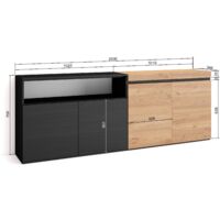 Skraut Home Credenza, Mobile, Cucina Madia, mobile ingresso 200x75x35cm 4  Porte grande stoccaggio Stile moderno Rovere