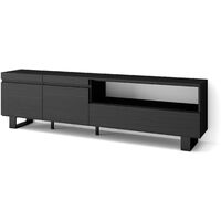 Skraut Home - Mobile TV Soggiorno, Ampio spazio a disposizione, 200x57x35cm, Per TV fino a 80", Design industriale, Stile moderno, Nero