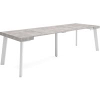 Skraut Home - Consolle allungabile, Tavolo consolle allungabile , 260, Per 12 persone, Gambe in legno, Stile moderno, Grigio Cemento