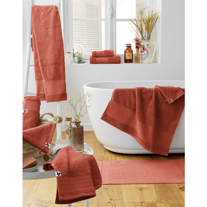 Ourea - Serviette De Toilette 50x90cm Gaze De Coton Terracotta