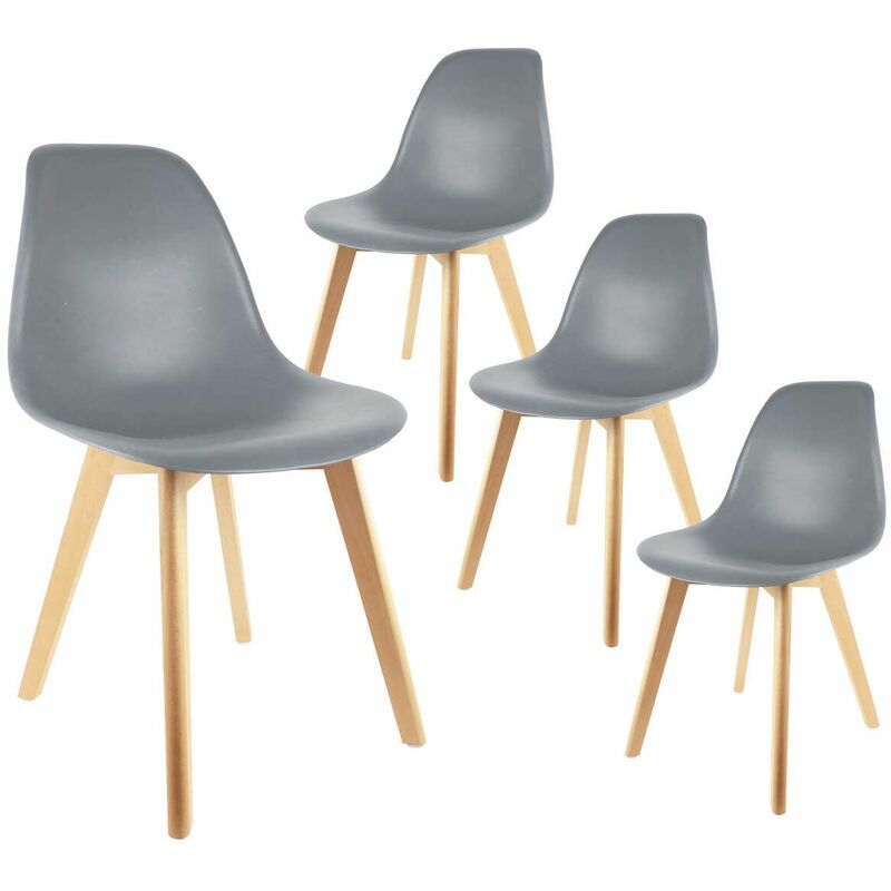 Lot de 4 chaises blanches design nid en polypropylène avec pieds en bois -  Inspiration Luxe