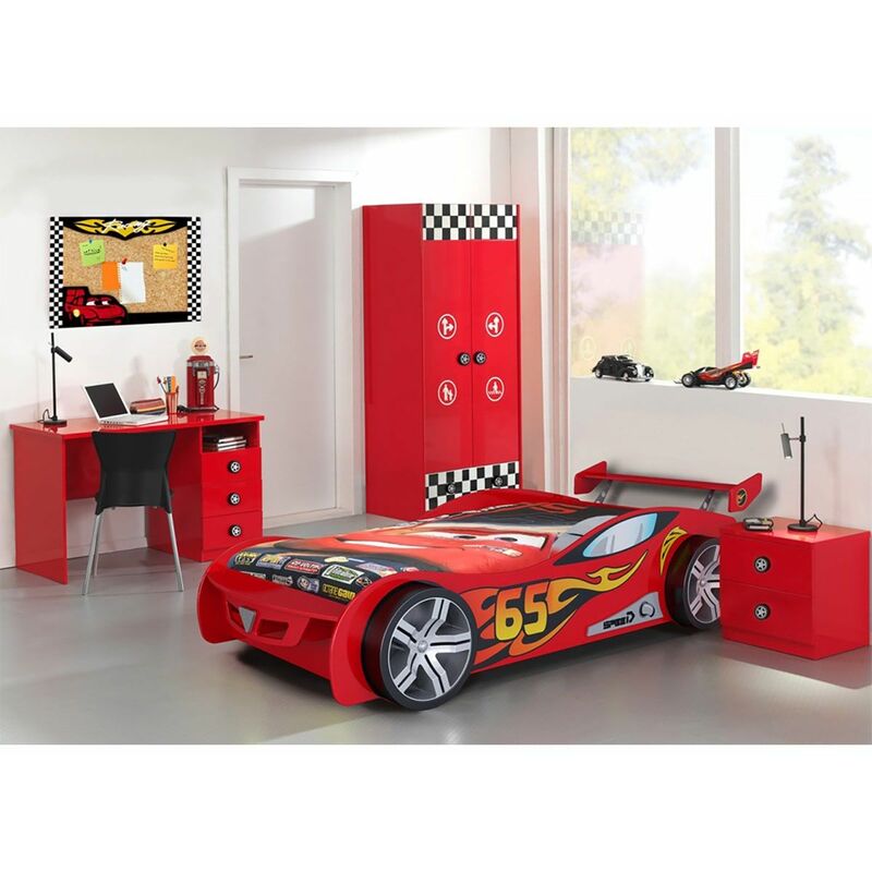 Lit voiture 246,6 x 111 x 66 cm rouge + matelas - CARINO