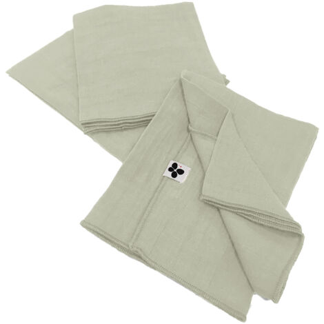 OUREA - Lot de 3 Serviettes 40x40cm Gaze de Coton Vert d'Eau