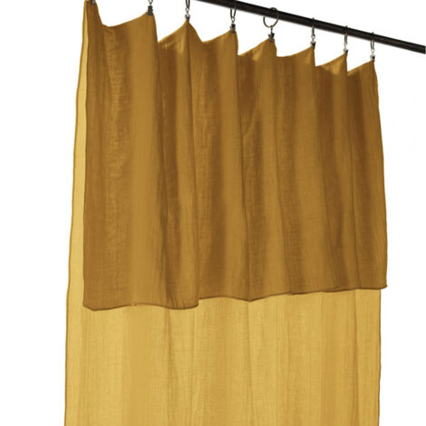 OUREA - Rideau Ajustable 140x300 cm Gaze de Coton Safran + 8 Anneaux Pince (1/5)
