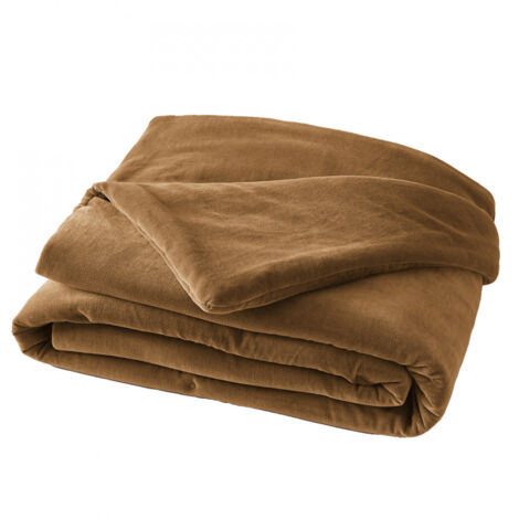 HARRIS - Chemin de Lit 90x200cm Velours de Coton Coloris Camel