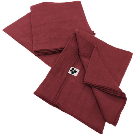 OUREA - Lot de 3 Serviettes 40x40cm Gaze de Coton Lie de Vin