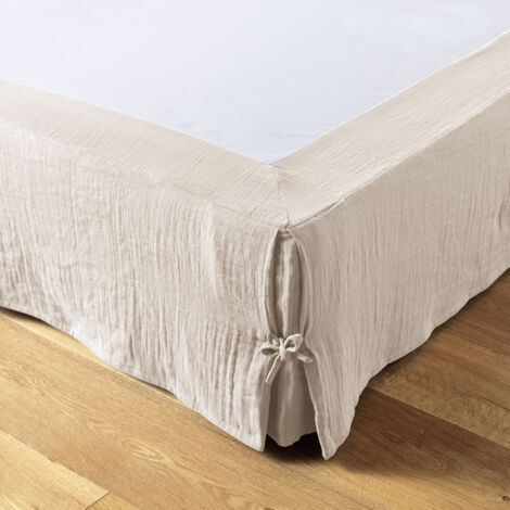 Altobuy – Cache-sommier à nouettes 140x190cm – Gaze de coton 100% – Hauteur de jupe 30cm – Certifié OEKO-TEX – Conception légère et fluide