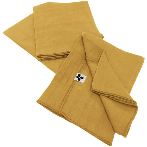 OUREA - Lot de 3 Serviettes 40x40cm Gaze de Coton Safran
